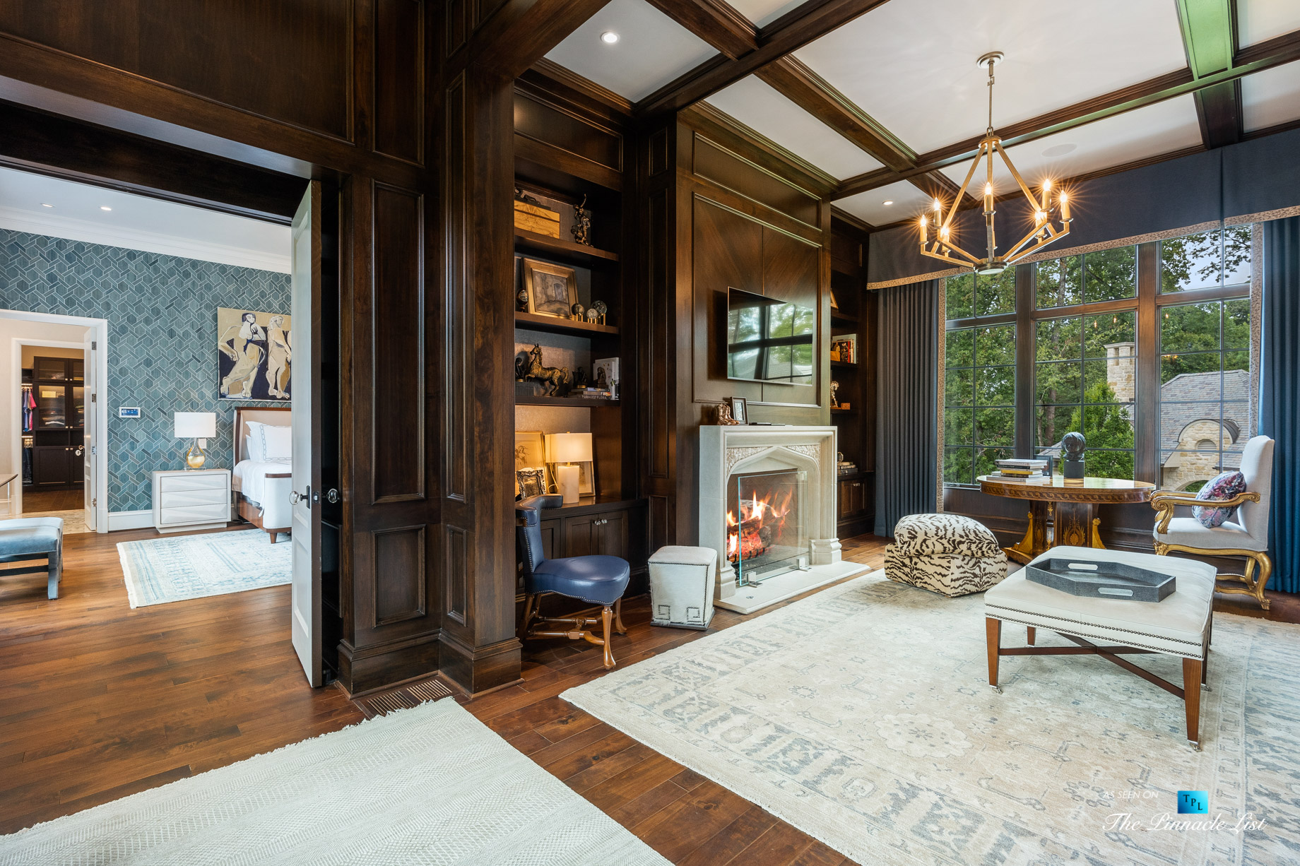 1150 W Garmon Rd, Atlanta, GA, USA – Sitting Area with Fireplace – Luxury Real Estate – Buckhead Estate Home