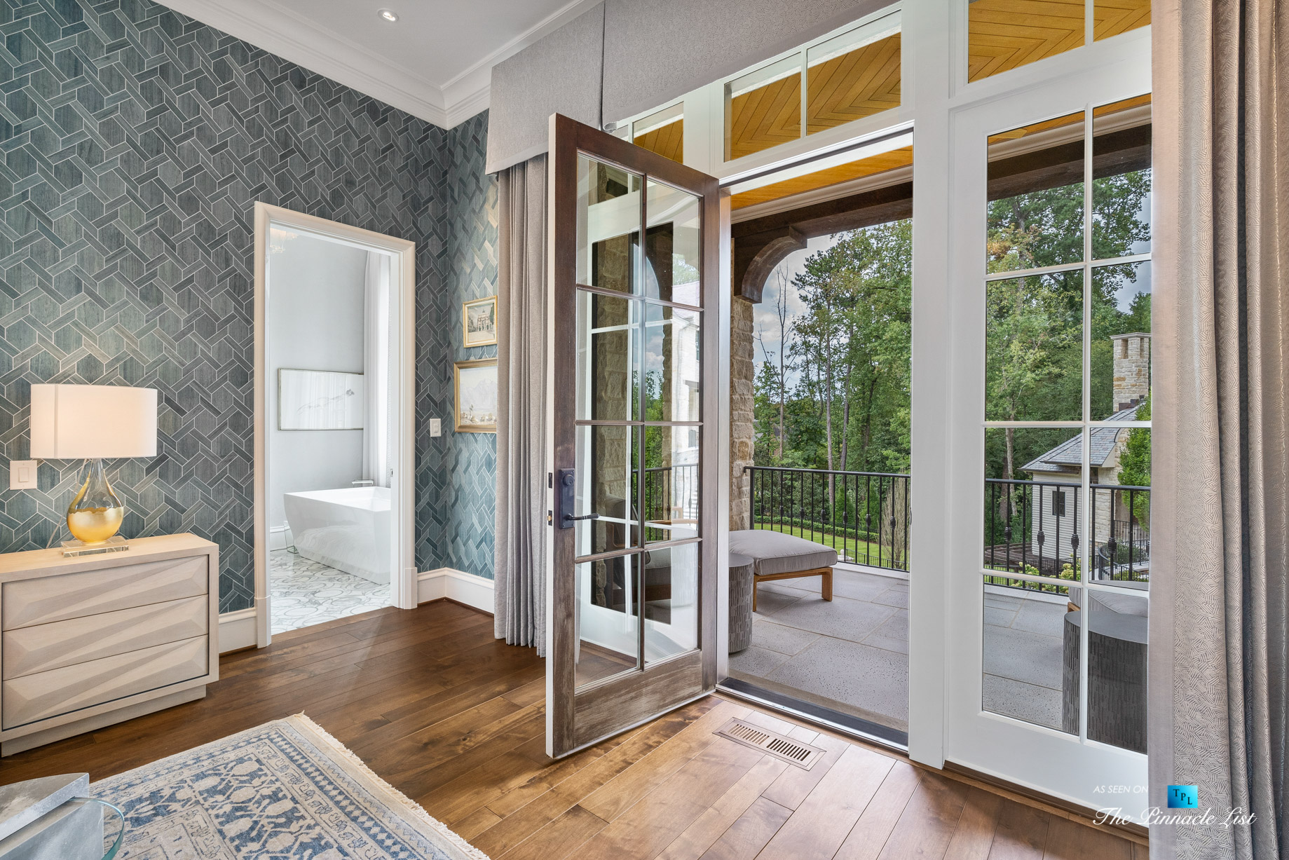 1150 W Garmon Rd, Atlanta, GA, USA – Master Bedroom Balcony Doors – Luxury Real Estate – Buckhead Estate Home