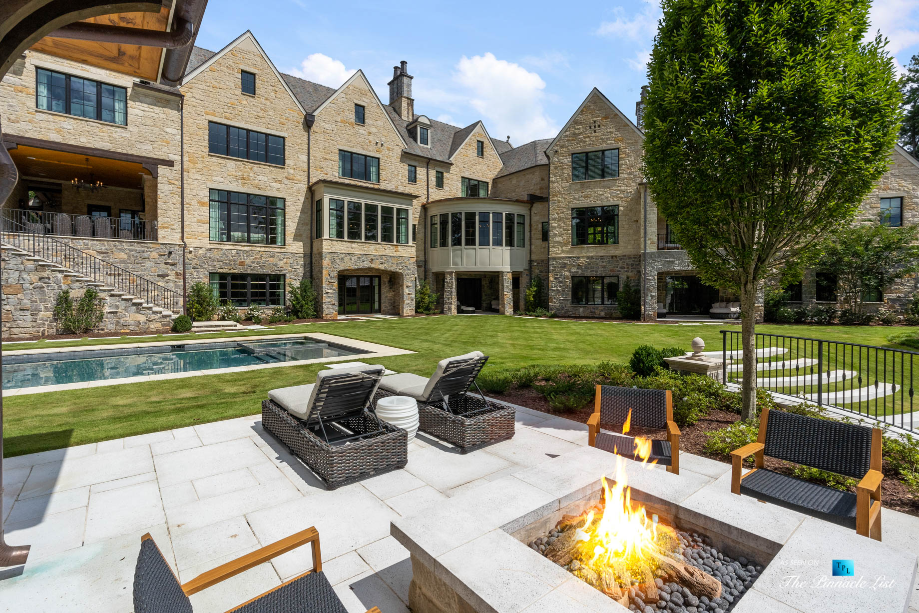 1150 W Garmon Rd, Atlanta, GA, USA – Backyard Fire Pit Patio with Pool – Luxury Real Estate – Buckhead Estate Home