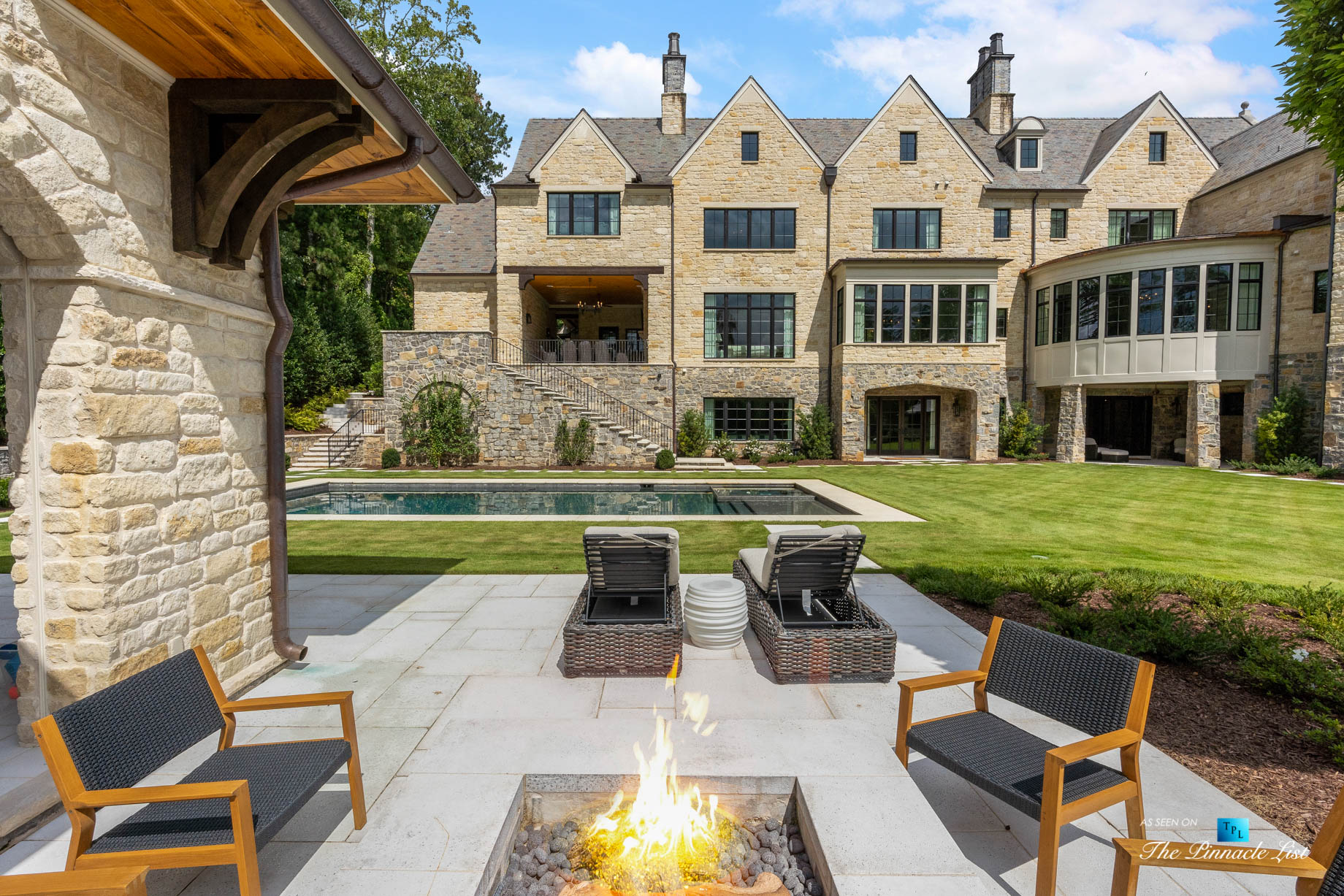 1150 W Garmon Rd, Atlanta, GA, USA – Backyard Fire Pit Patio with Pool – Luxury Real Estate – Buckhead Estate Home