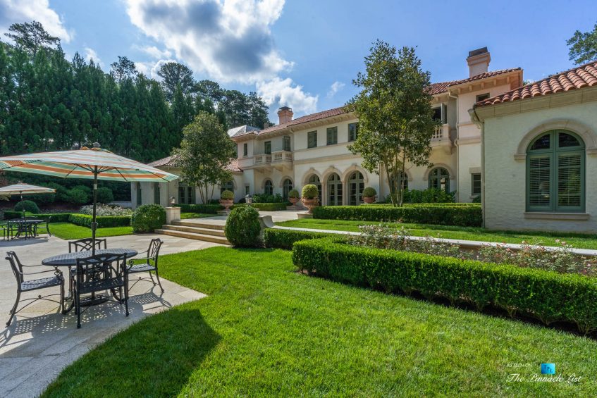 439 Blackland Rd NW, Atlanta, GA, USA - Property Backyard Landscaping Detail - Luxury Real Estate - Tuxedo Park Mediterranean Mansion Home