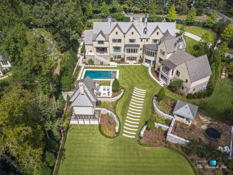 1150 W Garmon Rd, Atlanta, GA, USA - Drone View of Property Backyard - Luxury Real Estate - Buckhead Estate House