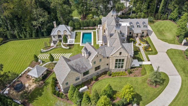 1150 W Garmon Rd, Atlanta, GA, USA - Drone View of Property - Luxury Real Estate - Buckhead Estate House