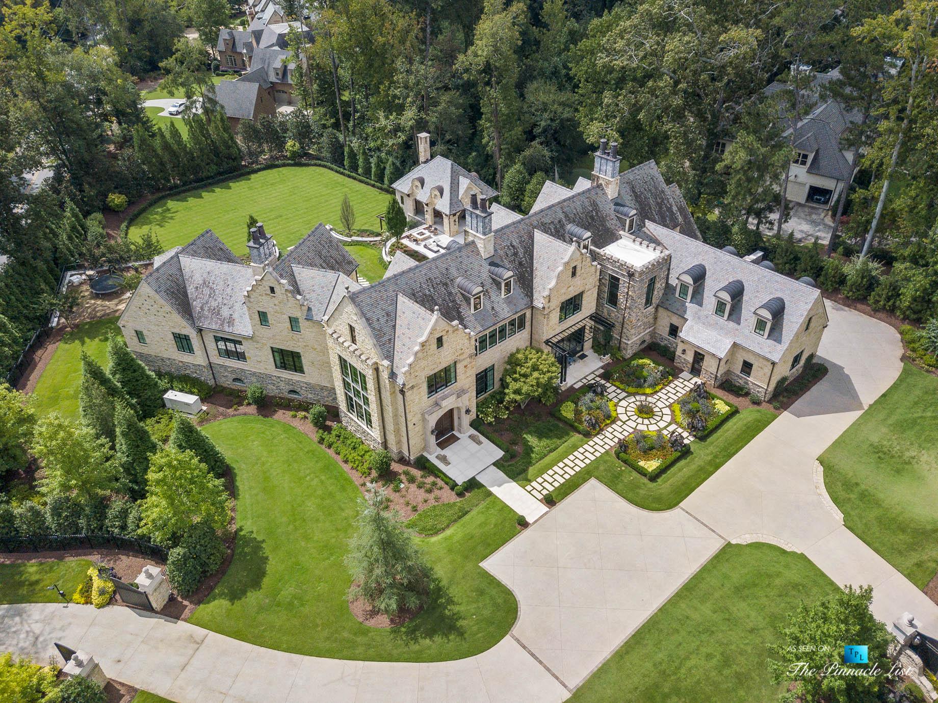1150 W Garmon Rd, Atlanta, GA, USA – Drone Aerial View of Property – Luxury Real Estate – Buckhead Estate House