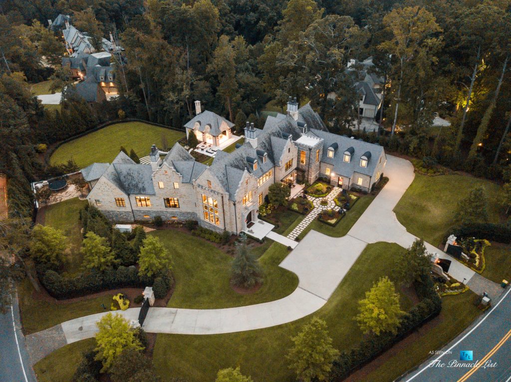 1150 W Garmon Rd, Atlanta, GA, USA Sunset Drone Aerial Property View