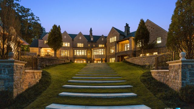 1150 W Garmon Rd, Atlanta, GA, USA - Backyard Property Grounds Stairs at Night - Luxury Real Estate - Buckhead Estate House