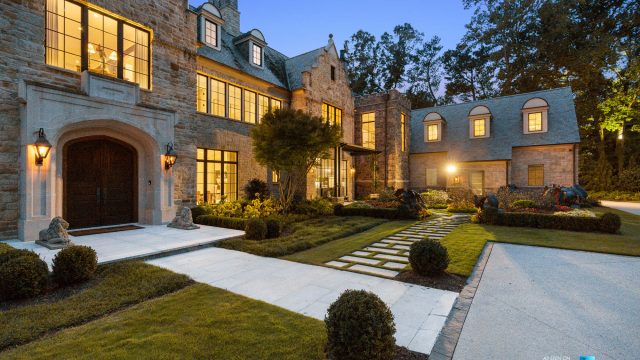 1150 W Garmon Rd, Atlanta, GA, USA - Front Property Grounds at Night - Luxury Real Estate - Buckhead Estate House