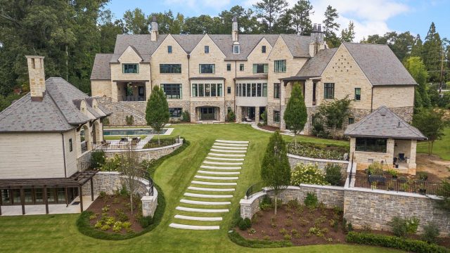 1150 W Garmon Rd, Atlanta, GA, USA - Drone Aerial Backyard Property View - Luxury Real Estate - Buckhead Estate House