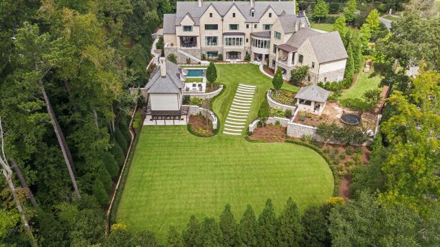 1150 W Garmon Rd, Atlanta, GA, USA - Drone Aerial Backyard Property Grounds View - Luxury Real Estate - Buckhead Estate House