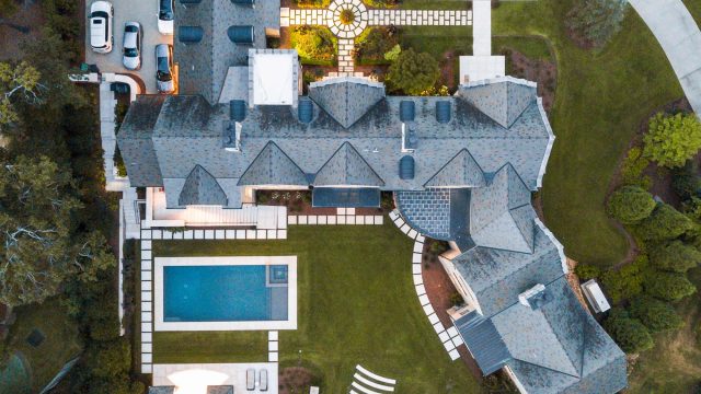 1150 W Garmon Rd, Atlanta, GA, USA - Drone Overhead Aerial Backyard Property View - Luxury Real Estate - Buckhead Estate House