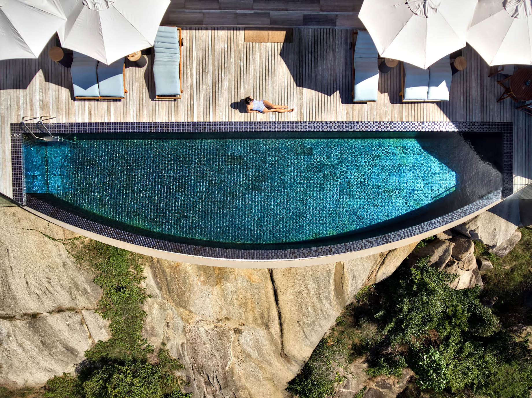 Four Bedroom Luxury Residence – Felicite Island, Seychelles – Overhead Infinity Pool Aerial