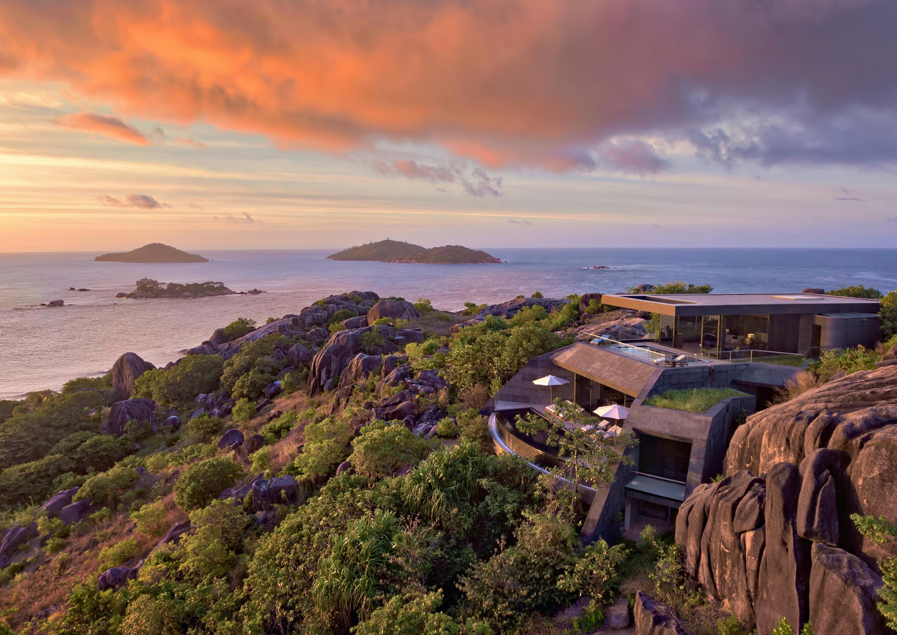 Three Bedroom Luxury Residence - Felicite Island, Seychelles - Sunset Island View