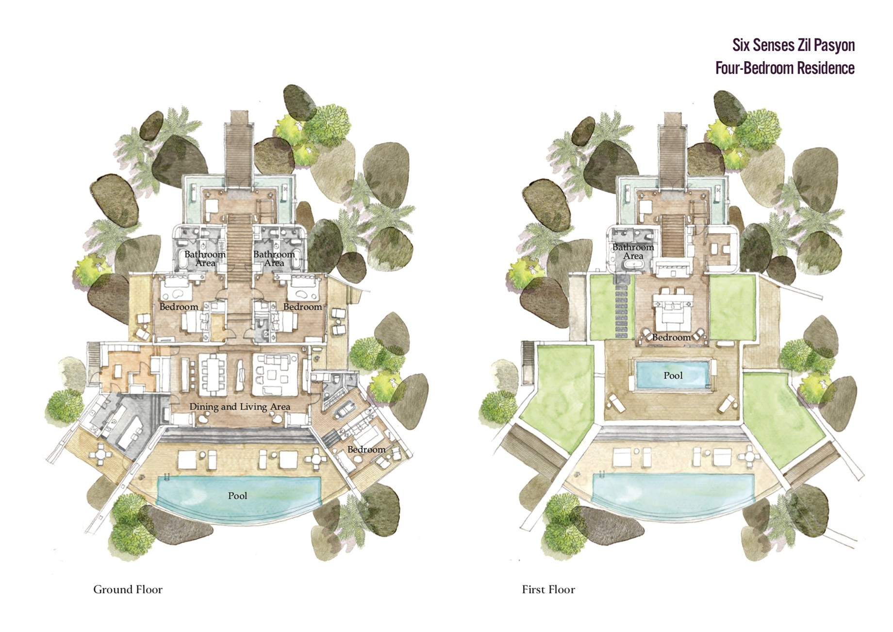 Floor Plans – Four Bedroom Luxury Residence – Felicite Island, Seychelles