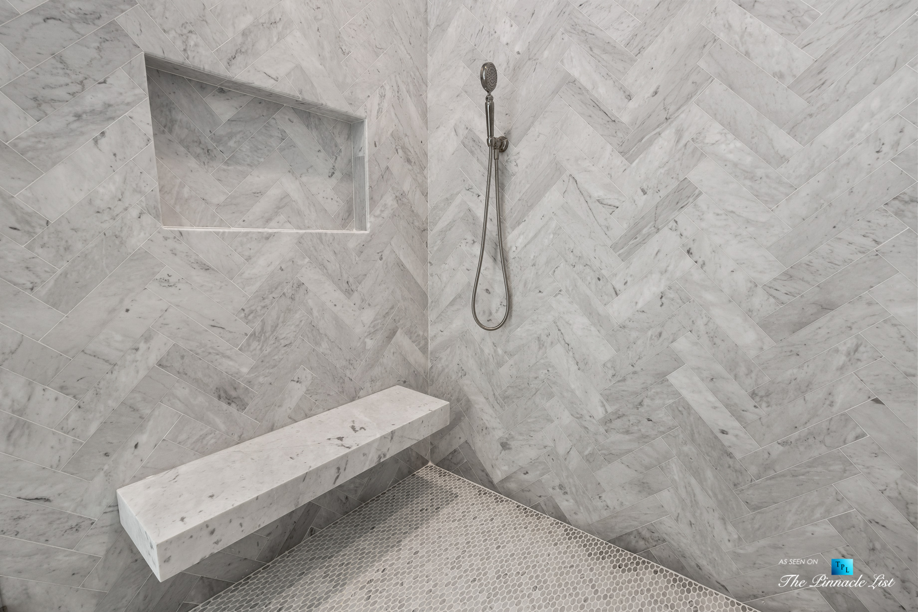 447 Valley Rd NW, Atlanta, GA, USA - Master Bathroom Marble Shower - Luxury Real Estate - Tuxedo Park Home