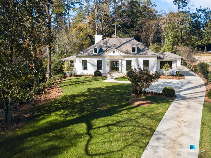 447 Valley Rd NW, Atlanta, GA, USA - Drone Front Property View - Luxury Real Estate - Tuxedo Park Home