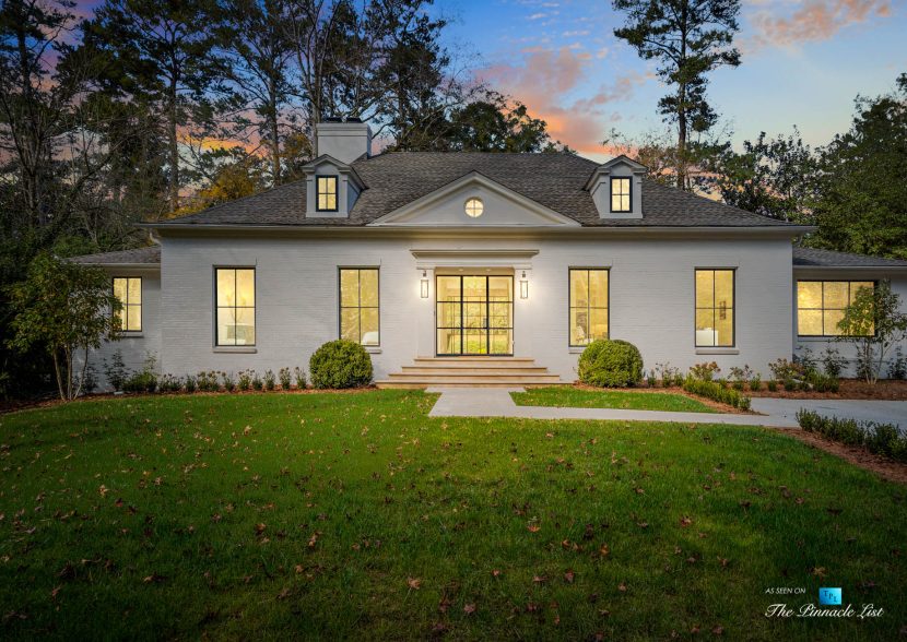 447 Valley Rd NW, Atlanta, GA, USA - Night Front House View - Luxury Real Estate - Tuxedo Park Home