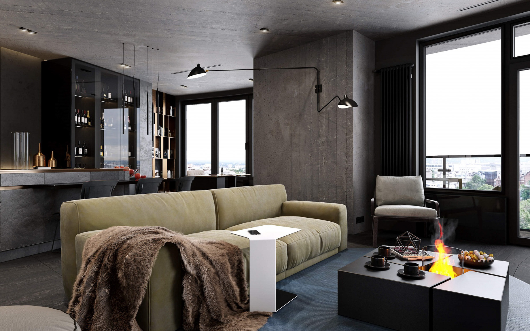 Concrete Loft Apartment Interior Design Kiev, Ukraine – Olga Korniienko