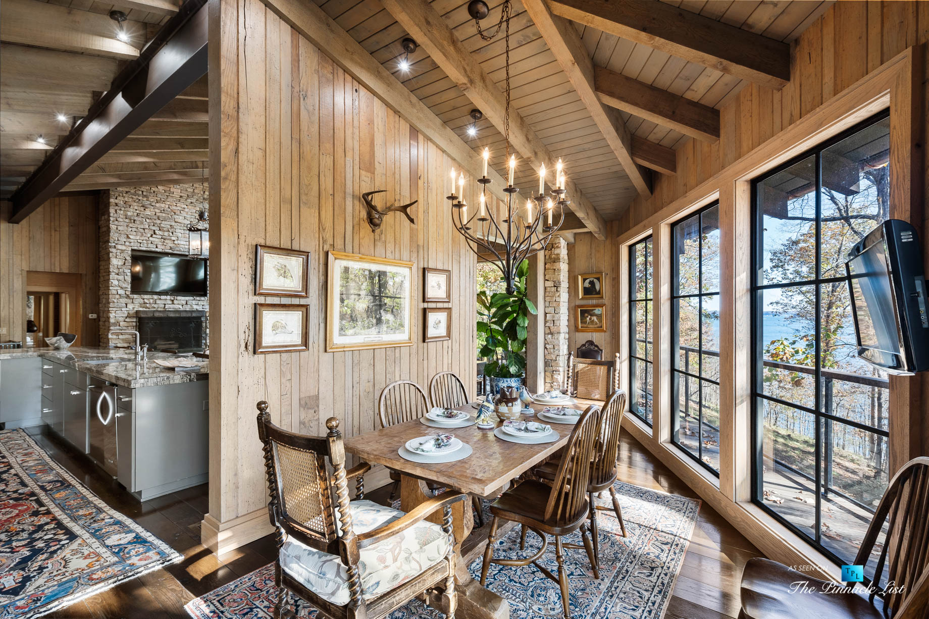 7860 Chestnut Hill Rd, Cumming, GA, USA - Dining Room - Luxury Real Estate - Lake Lanier Mid-Century Modern Stone Home