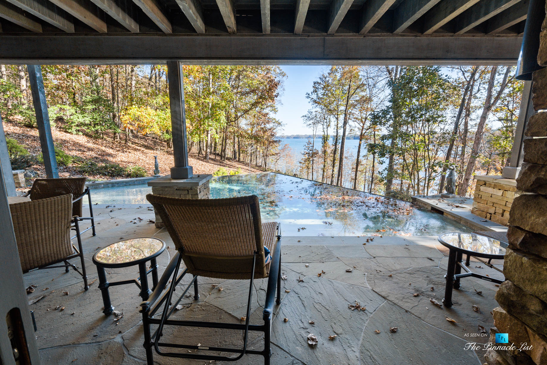 7860 Chestnut Hill Rd, Cumming, GA, USA - Pool Deck - Luxury Real Estate - Lake Lanier Mid-Century Modern Stone Home