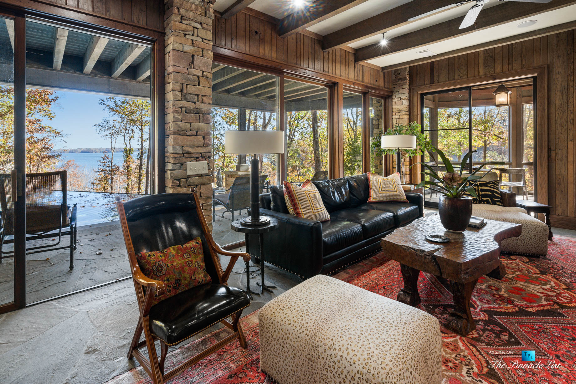 7860 Chestnut Hill Rd, Cumming, GA, USA – Recreation Room Seating – Luxury Real Estate – Lake Lanier Mid-Century Modern Stone Home