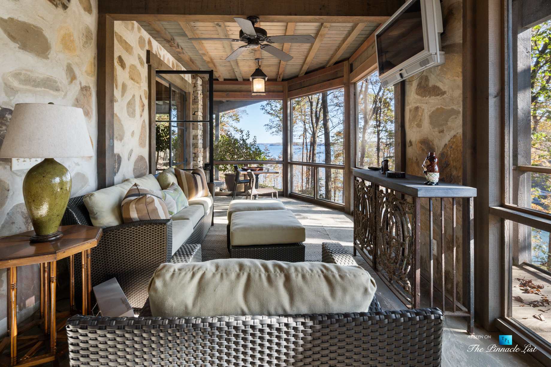 7860 Chestnut Hill Rd, Cumming, GA, USA - Covered Outdoor Deck - Luxury Real Estate - Lake Lanier Mid-Century Modern Stone Home