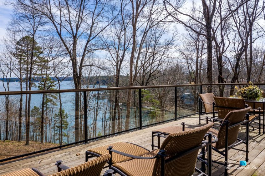 7860 Chestnut Hill Rd, Cumming, GA, USA - Exterior Deck Lake View - Luxury Real Estate - Lake Lanier Mid-Century Modern Stone Home