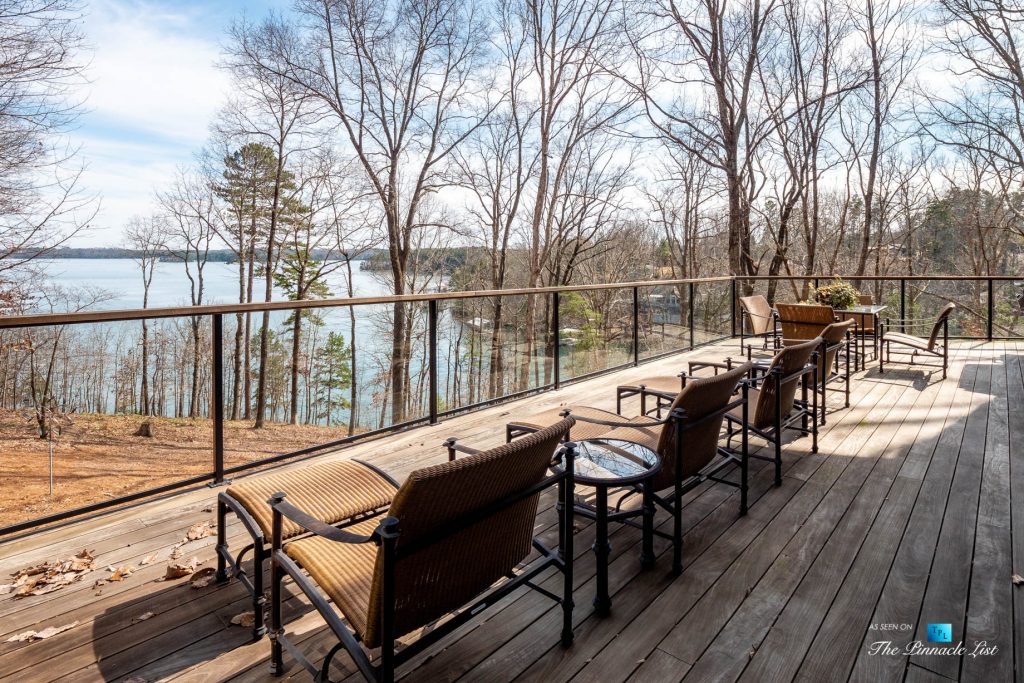 7860 Chestnut Hill Rd, Cumming, GA, USA - Exterior Deck Lake View - Luxury Real Estate - Lake Lanier Mid-Century Modern Stone Home