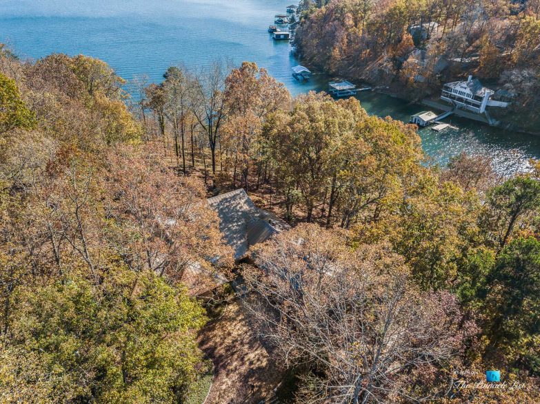 7860 Chestnut Hill Rd, Cumming, GA, USA - Drone Aerial Lake View - Luxury Real Estate - Lake Lanier Mid-Century Modern Stone Home