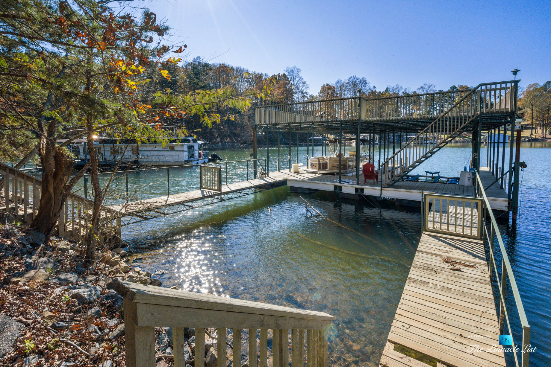 7860 Chestnut Hill Rd, Cumming, GA, USA – Private Dock with Sundeck – Luxury Real Estate – Lake Lanier Mid-Century Modern Stone Home