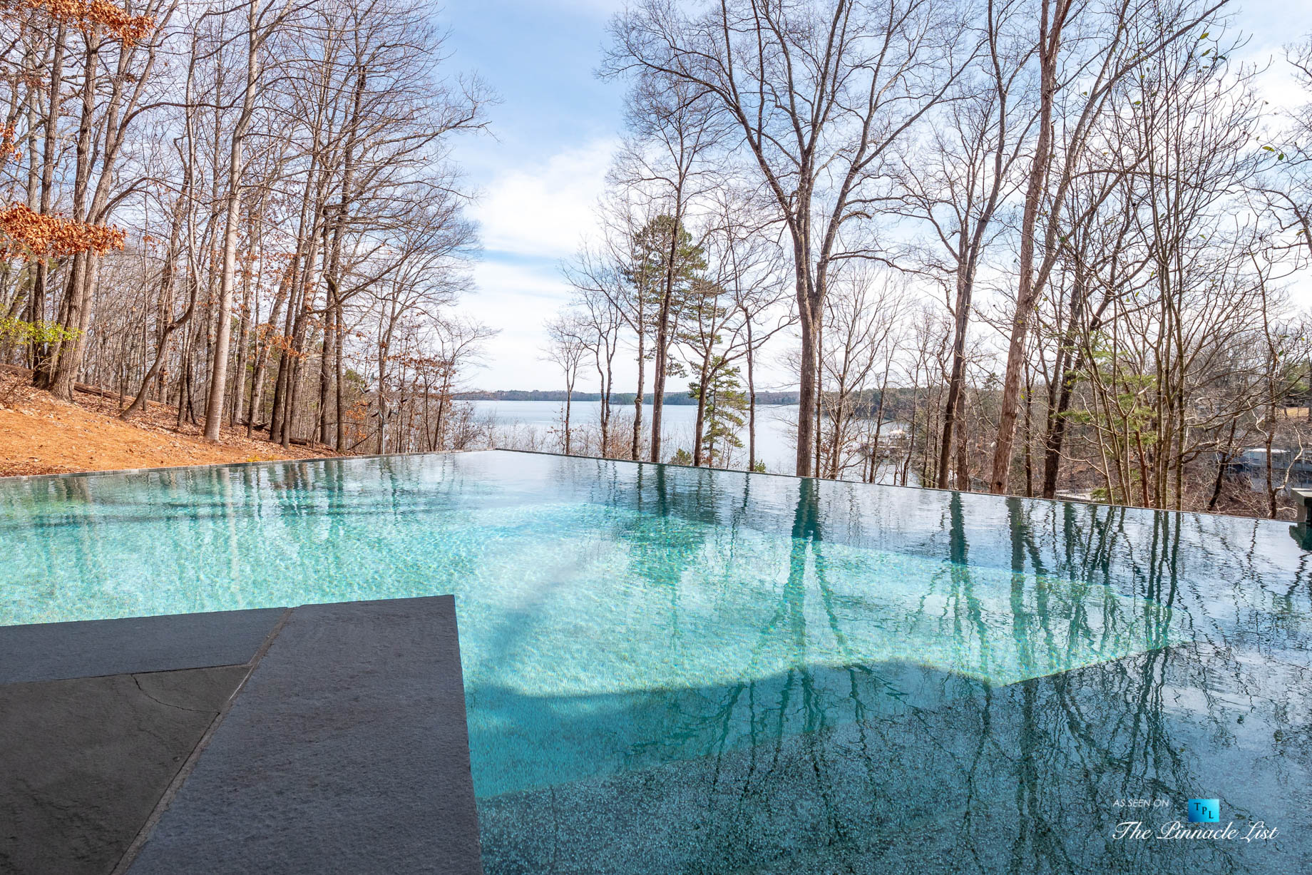 7860 Chestnut Hill Rd, Cumming, GA, USA - Pool Lake View - Luxury Real Estate - Lake Lanier Mid-Century Modern Stone Home