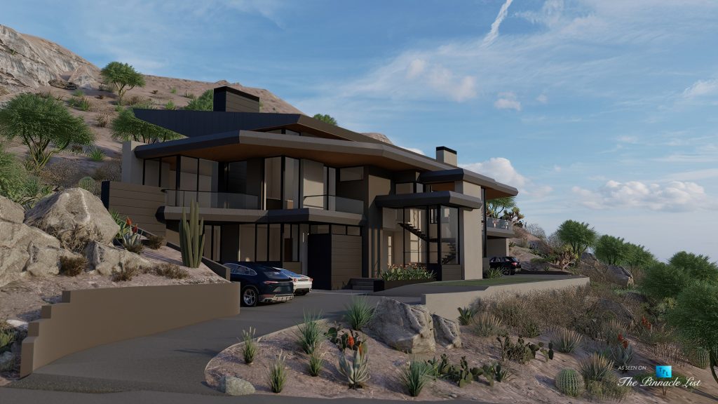 5221 E Cheney Dr, Paradise Valley, AZ, USA - Exterior Front Side View - Luxury Real Estate - Modern Hillside Home