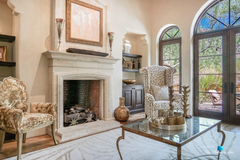 6539 N 31st Pl, Phoenix, AZ, USA - Living Room Fireplace - Luxury Real Estate - Biltmore Mountain Estates - Spanish Colonial Home