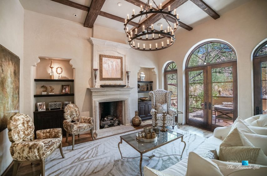 6539 N 31st Pl, Phoenix, AZ, USA - Living Room with Fireplace - Luxury Real Estate - Biltmore Mountain Estates - Spanish Colonial Home