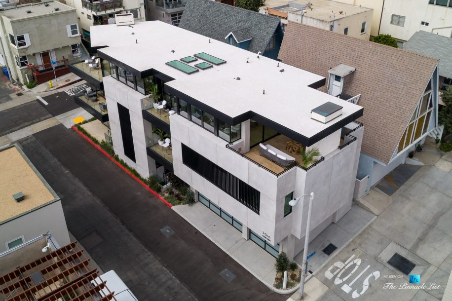 2016 Ocean Dr, Manhattan Beach, CA, USA - Drone Side View - Luxury Real Estate - Modern Ocean View Home