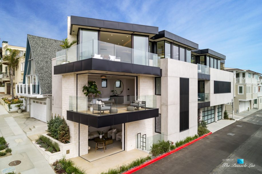 2016 Ocean Dr, Manhattan Beach, CA, USA - Drone Exterior View - Luxury Real Estate - Modern Ocean View Home