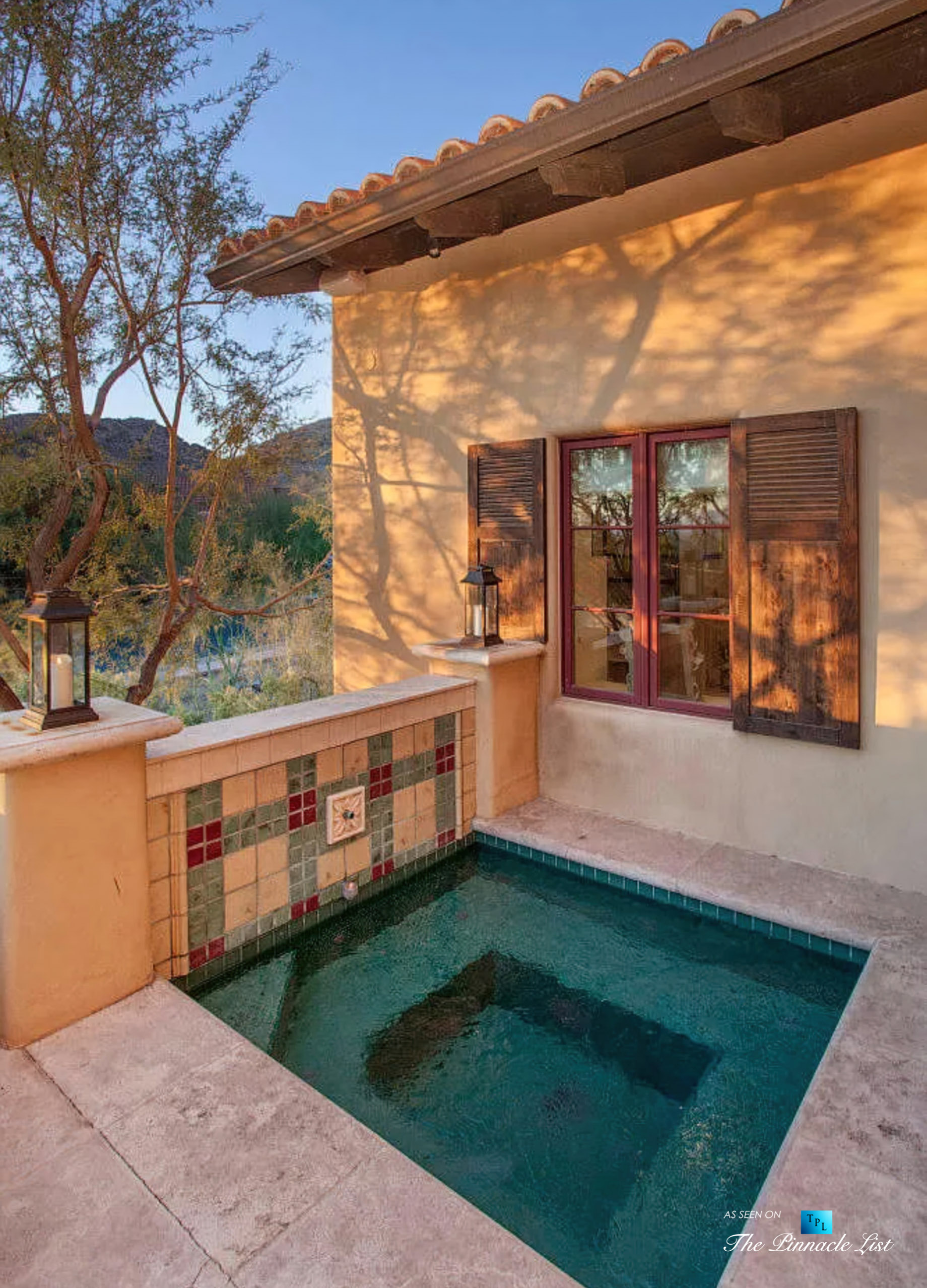 6539 N 31st Pl, Phoenix, AZ, USA - Exterior Private Tile Hot Tub - Luxury Real Estate - Biltmore Mountain Estates - Spanish Colonial Home
