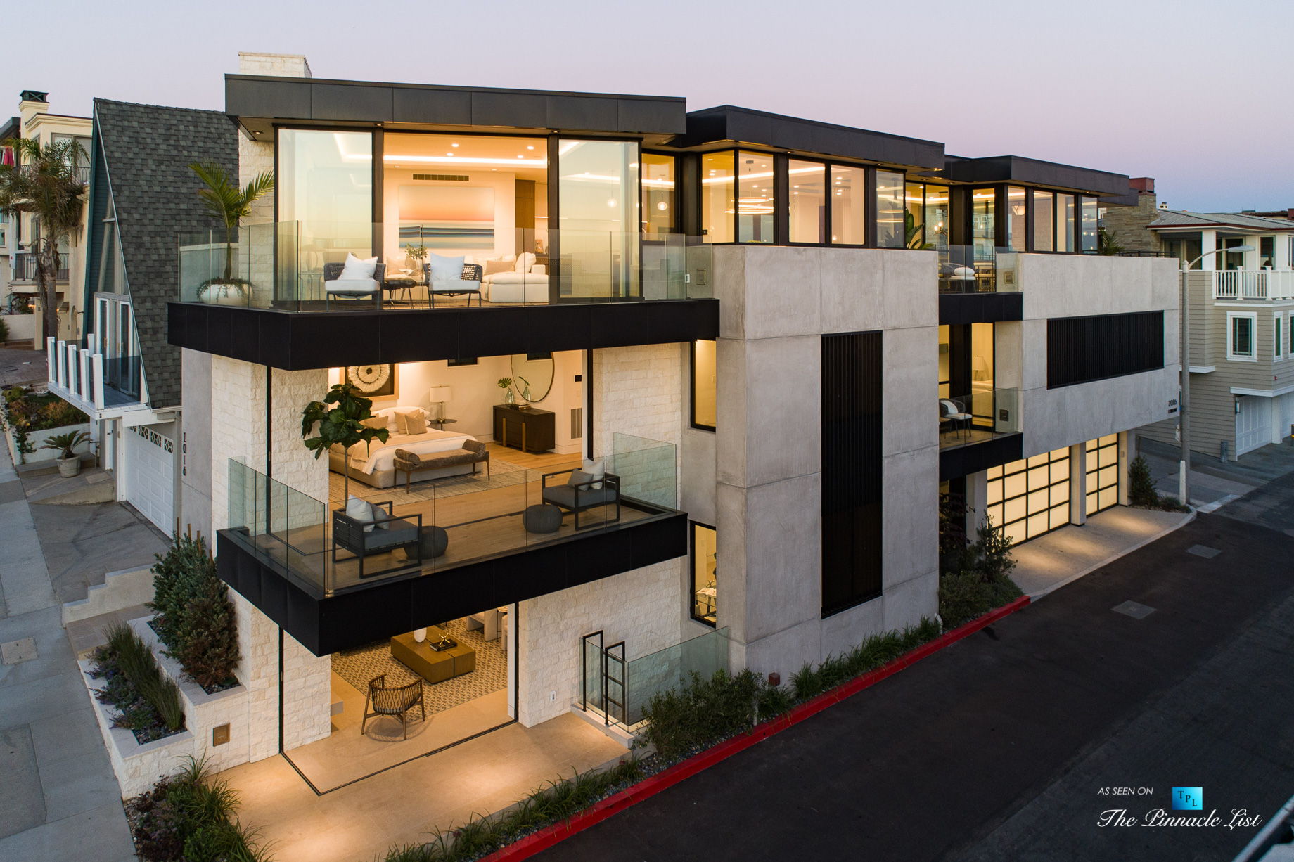 2016 Ocean Dr, Manhattan Beach, CA, USA - Drone Sunset Exterior - Luxury Real Estate - Modern Ocean View Home