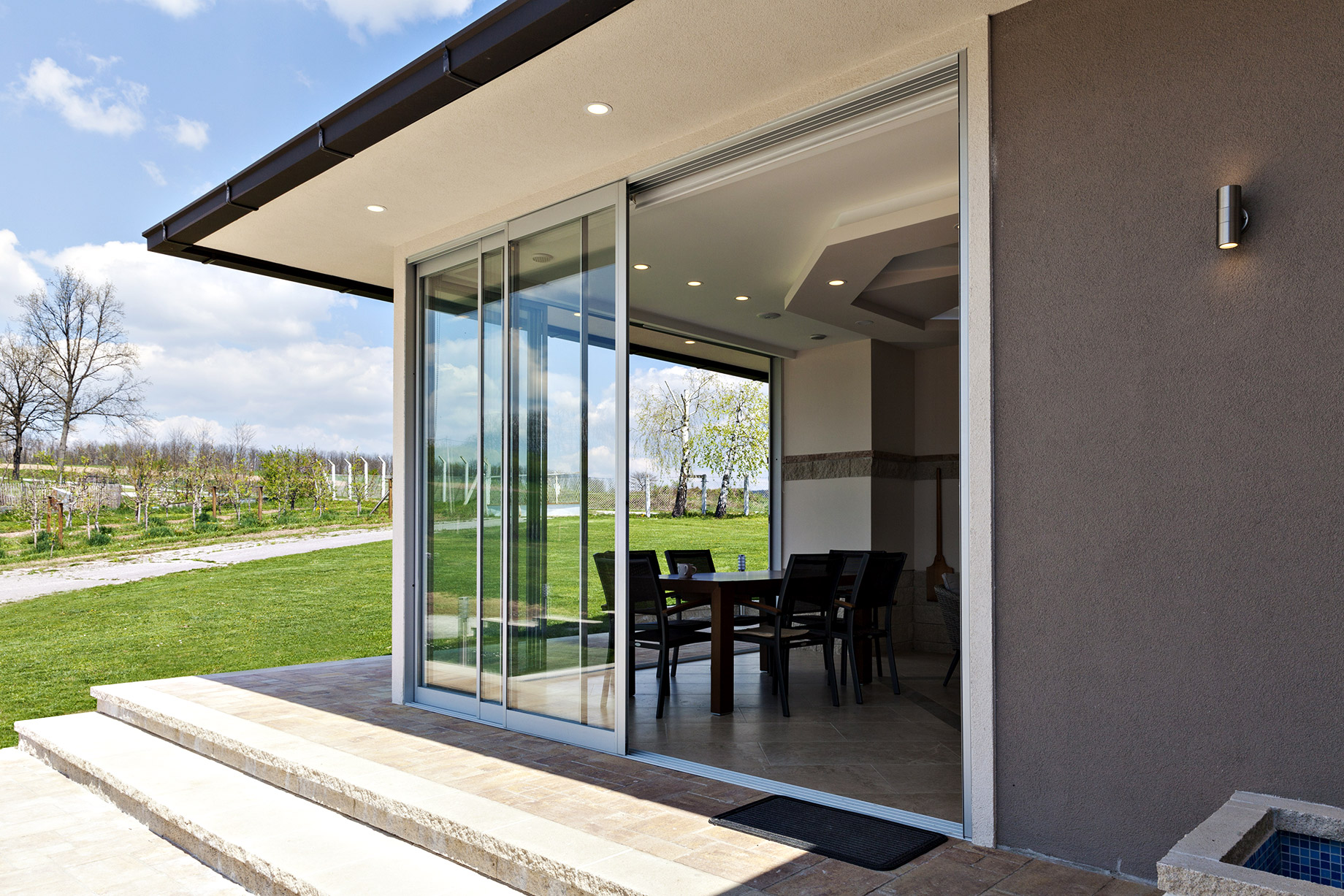 Glazed Terrace Patio Glass Sliding Door in the Countryside