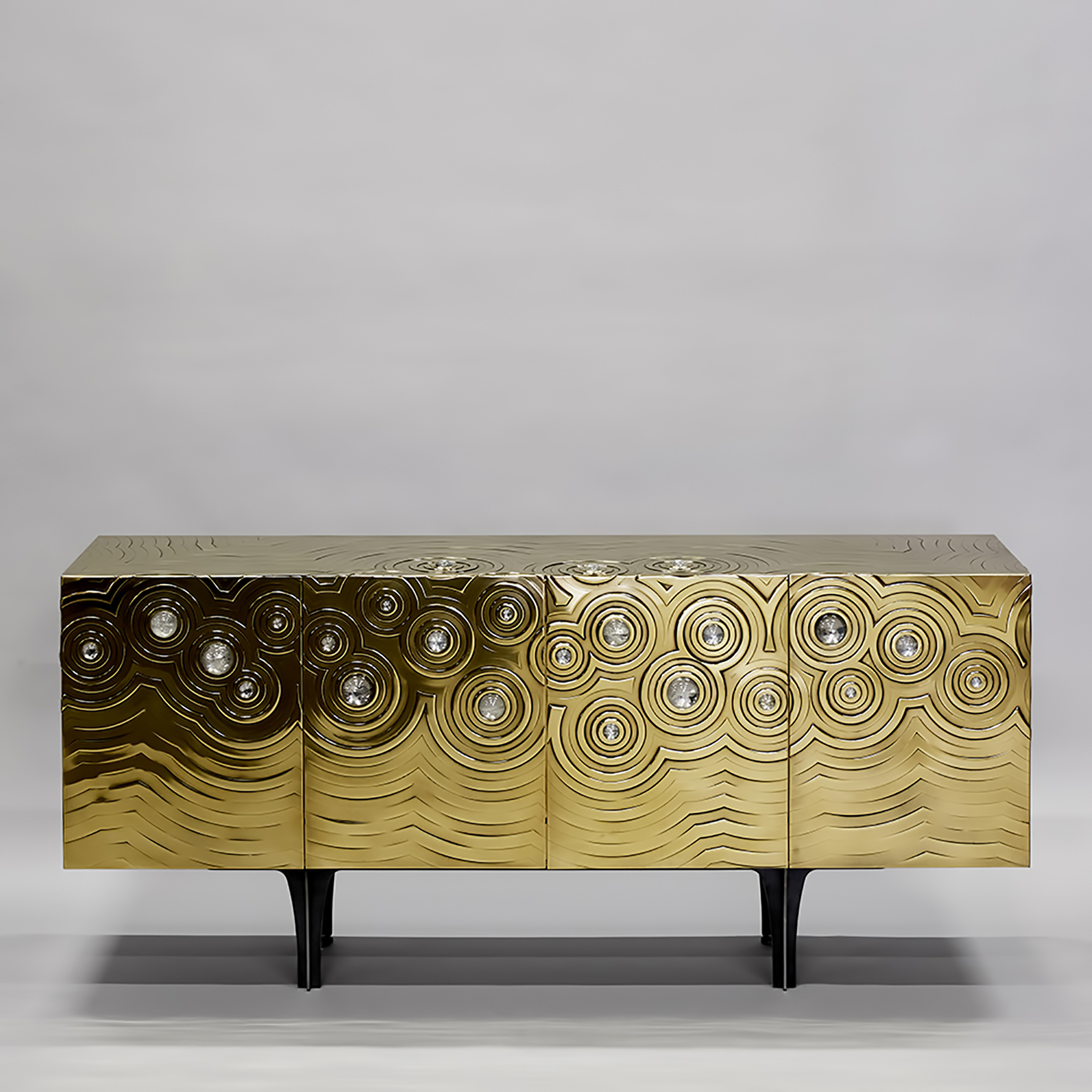 Ultra Exclusive Rosanna & Paolo Brass Crystal Cabochon Sideboard - Erwan Boulloud