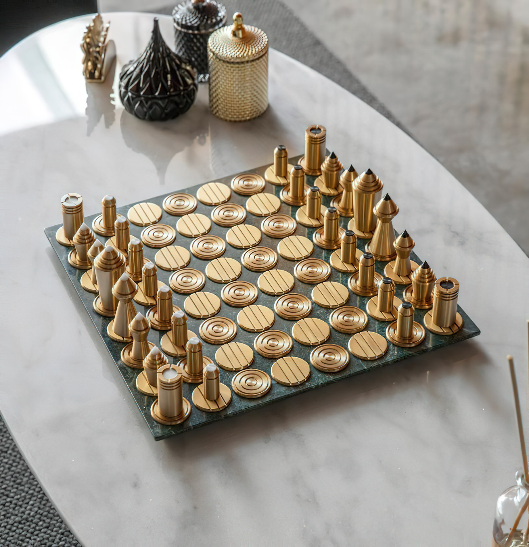 Chess & Draughts Luxury Designer Board Game Collection - Bert Frank - MAD QUEEN CHESS SET