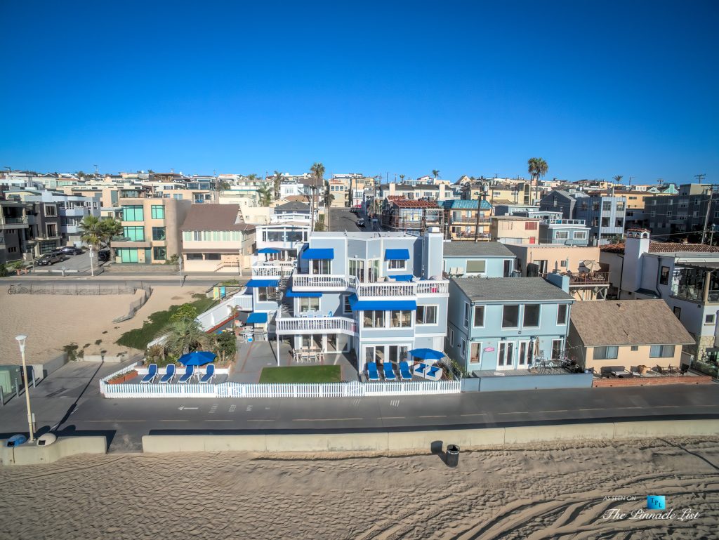 3500 The Strand, Hermosa Beach, CA, USA Drone Aerial Front Home View Luxury Real Estate