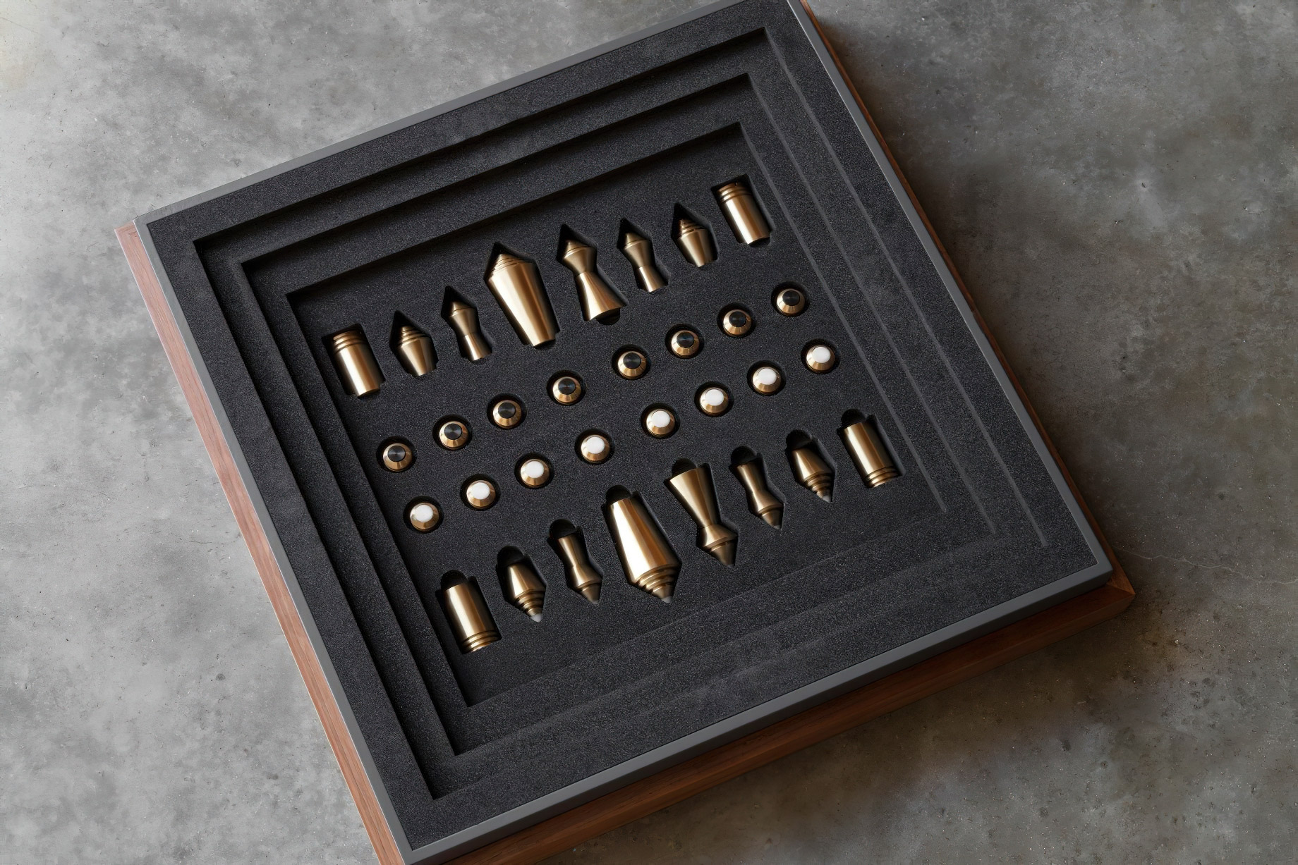 Chess & Draughts Luxury Designer Board Game Collection - Bert Frank - WALNUT STORAGE CHEST