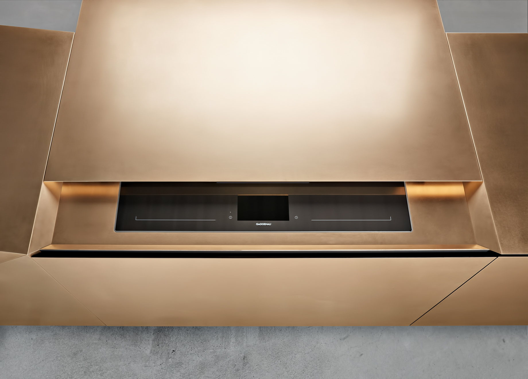 Iconic Steininger FOLD High Tech Kitchen Block Design Inspired by Origami – Actuation of the motion sensor reveals the hob