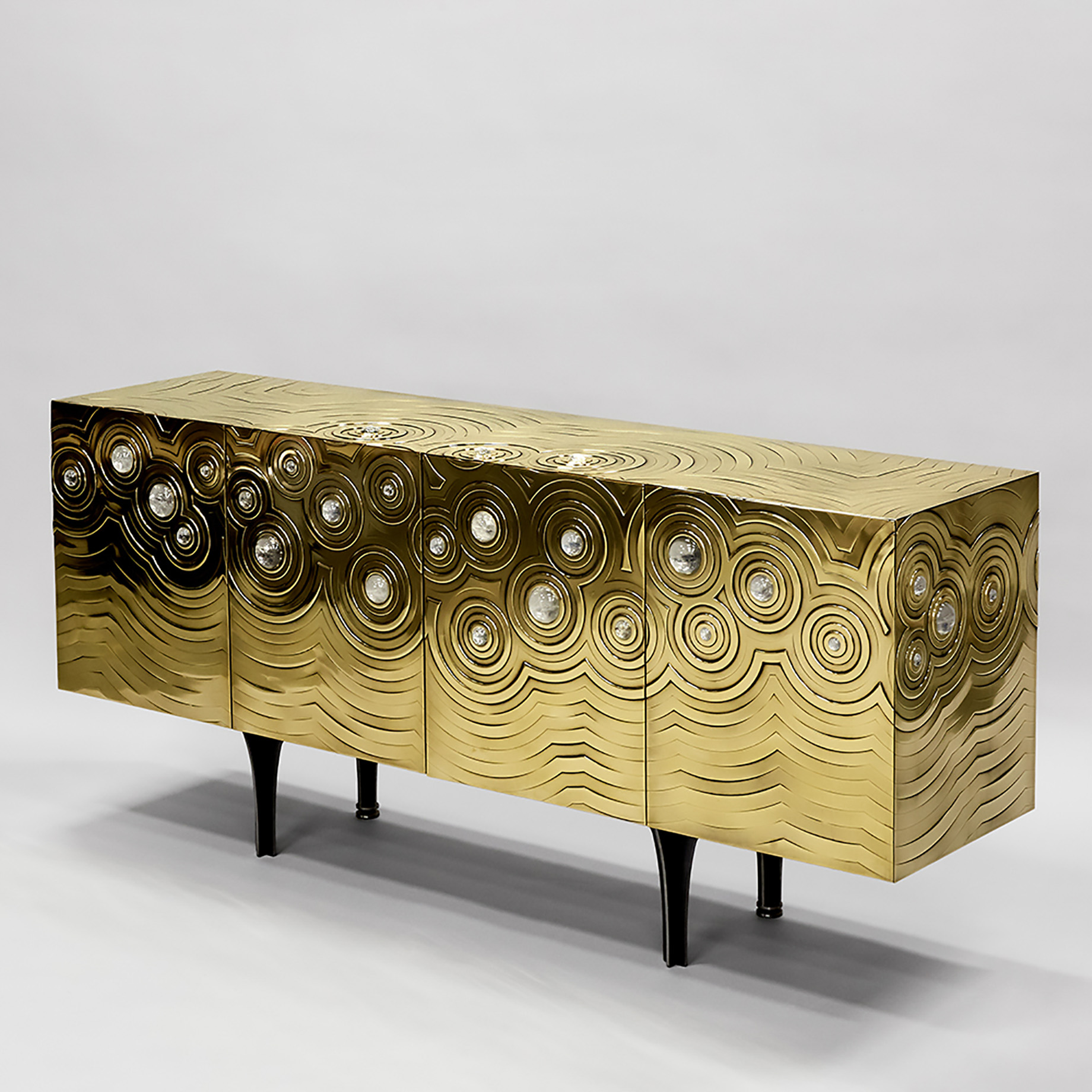 Ultra Exclusive Rosanna & Paolo Brass Crystal Cabochon Sideboard - Erwan Boulloud