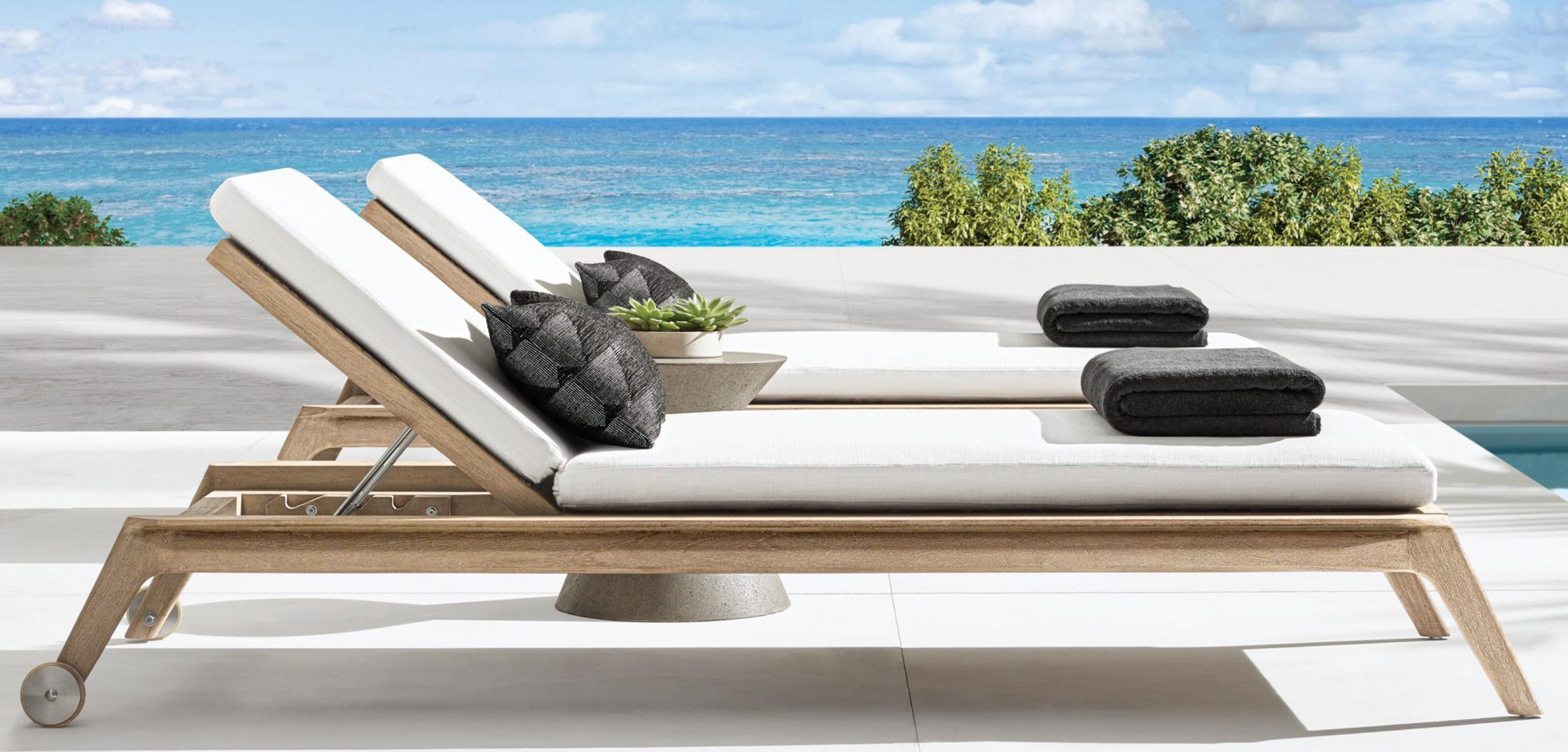 Malta Teak Collection Outdoor Furniture Design for RH – Ramon Esteve – Malta Teak Lounge Chaise