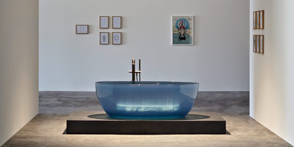 Transparent REFLEX Cristalmood Resin Luxury Bathtub by AL Studio - Petrolio