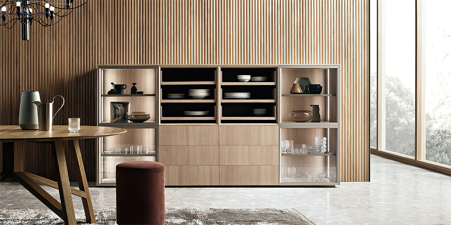 K-lab Contemporary Kitchen Ernestomeda Italy - Giuseppe Bavuso - K-lab Vetrina Slide Cabinet