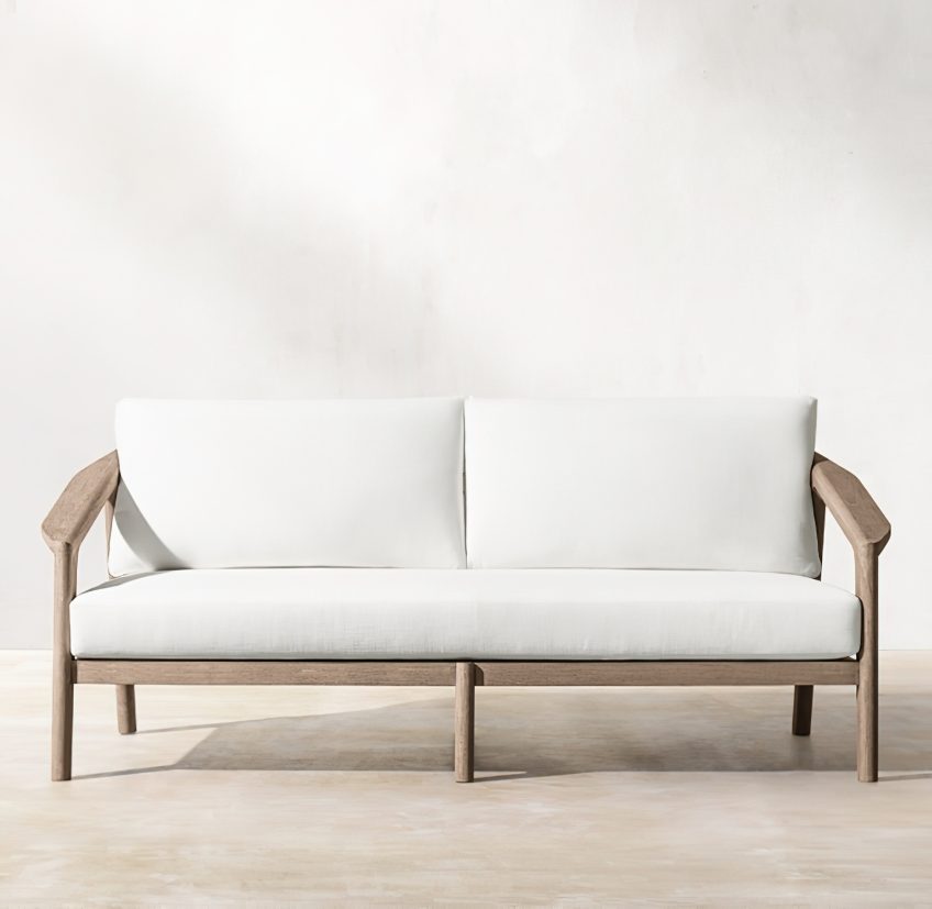 Malta Teak Collection Outdoor Furniture Design for RH - Ramon Esteve - Malta Teak 72 Small Sofa