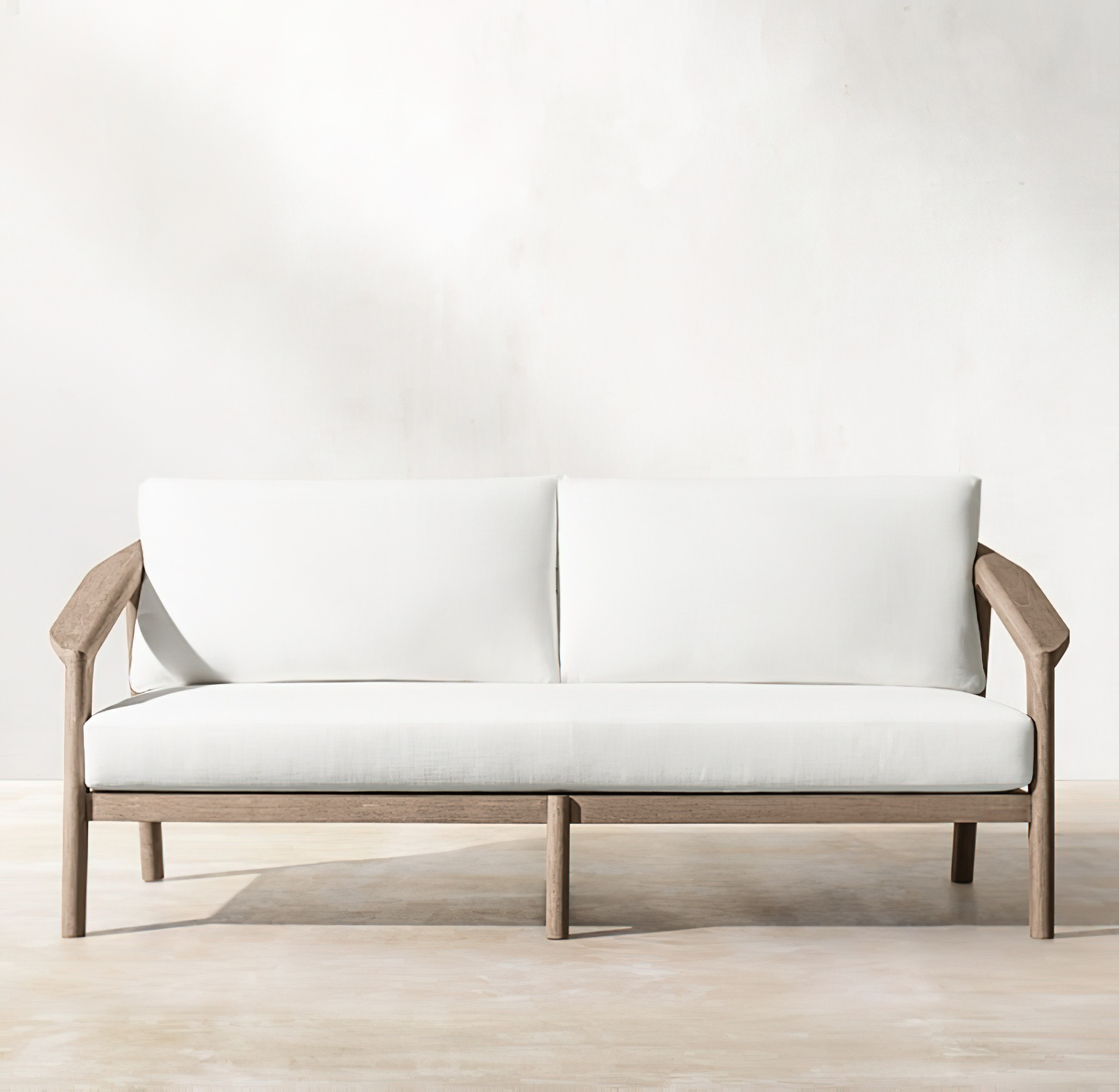 Malta Teak Collection Outdoor Furniture Design for RH – Ramon Esteve – Malta Teak 72 Small Sofa