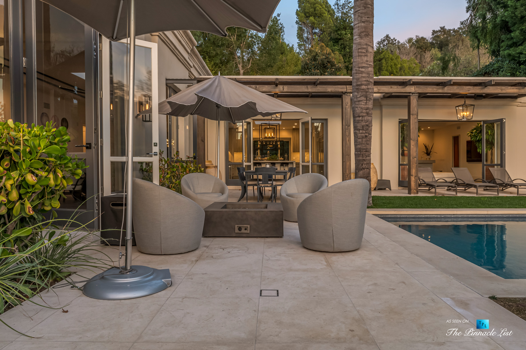 2720 Ellison Dr, Beverly Hills, CA, USA – Deck Umbrellas Next to Pool – Luxury Real Estate – Italian Villa Hilltop Home